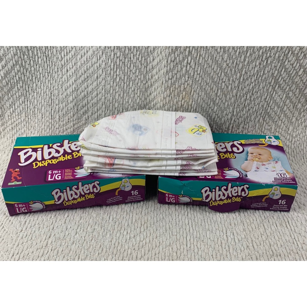 Bibsters Disposable Bibs Unisex 6m+ Multi Sesame Street 40ct Large Leak-Proof
